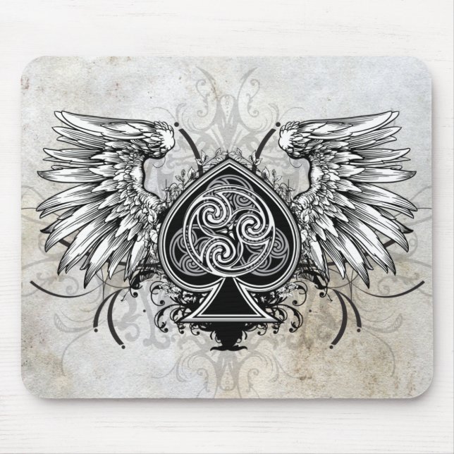 Winged Tattoo Urban Celtic Gaelic Knot Mousepad (Front)