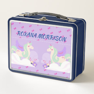 WINGED UNICORN BLUE S PASTEL COLORS Metal Lunchbox