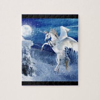 Winged Unicorn Pegasus Moon Horse Snows Tir'Rielle Jigsaw Puzzle