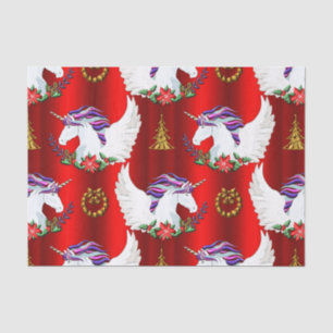 Winged Unicorn Red Christmas Tissue Paper