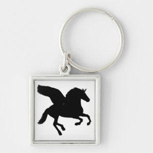 Winged Unicorn Silhouette Key Ring