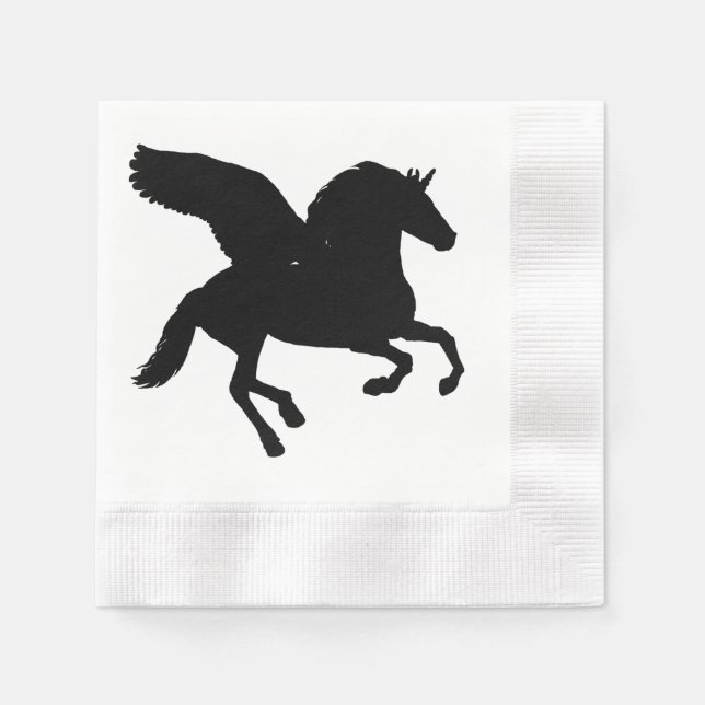 Winged Unicorn Silhouette Napkin (Front)