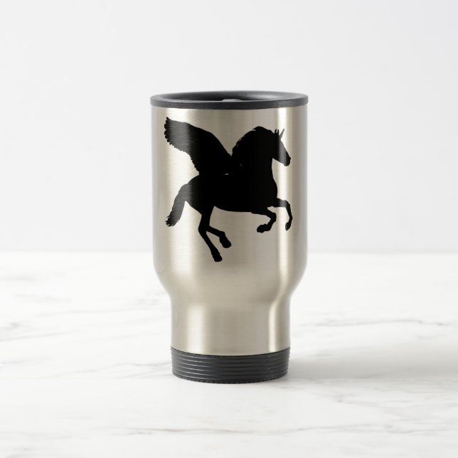 Winged Unicorn Silhouette Travel Mug (Center)