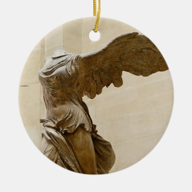 Winged Victory of Samothrace Ceramic Tree Decoration (Front)