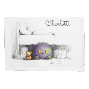 Winggles Purple Green Fluffy Monster Buddy Pillowcase