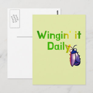 Wingin It Daily Funny Bug Humor Postcard
