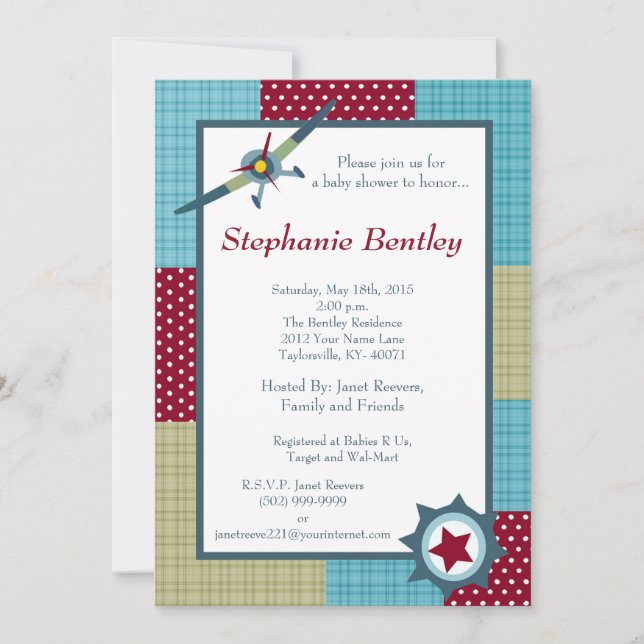 Wings 5x7 Aeroplane Invitation (Front)