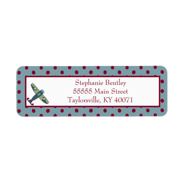 Wings Aeroplane Return Address Label (Front)