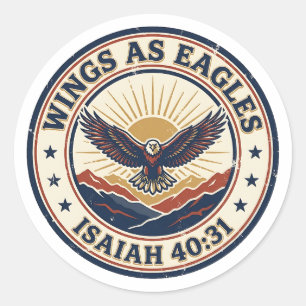 Wings as Eagles Isaiah 40:31 Vintage Bible Stamp Classic Round Sticker