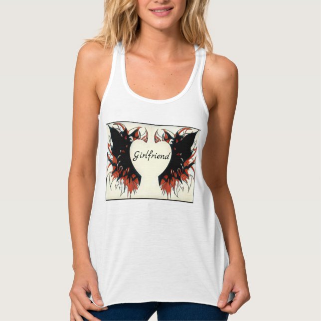 Wings design girlfriend tank top. (Front)