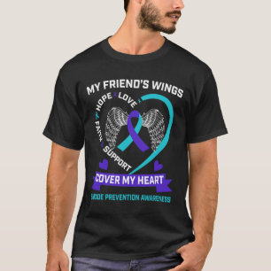 Wings Heart Teal Purple Friend Suicide Awareness P T-Shirt