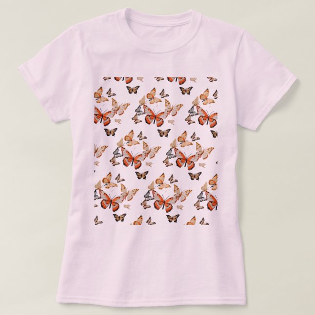Wings of Beauty: Women’s Butterfly Print T-Shirt (Design Front)