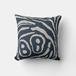 Wings of Echo Ink Blue Driftwood Grey Cushion