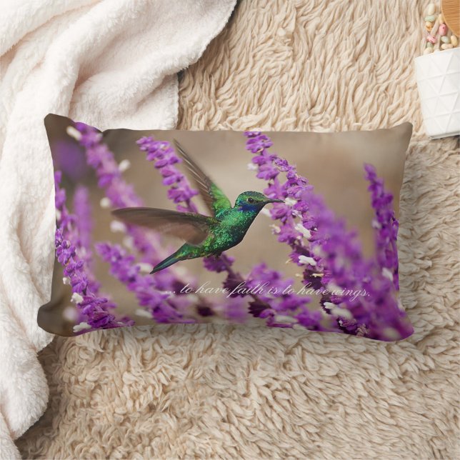 Wings of Faith Sparkling Violet-ears Throw Pillow (Blanket)
