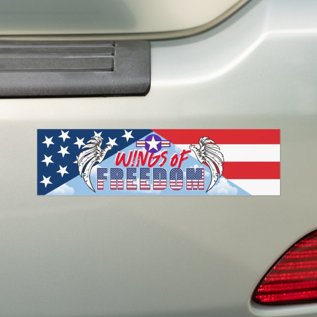 Wings of Freedom Bumper Sticker (On Car)