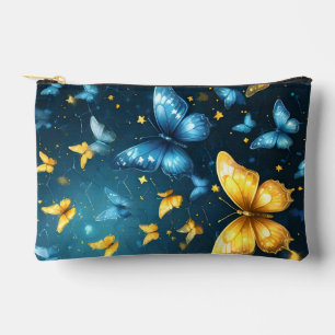 Wings of Joy: Blue and Yellow Flying Butterflies, Accessory Pouch
