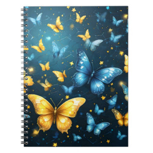 Wings of Joy: Blue and Yellow Flying Butterflies, Notebook