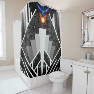 Wings Of Lightning Deco Mech Flare Shower Curtain
