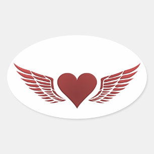 Wings of Love stickers, customise Oval Sticker