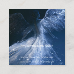 Wings of Starlight   Winged Angel Square Business Card