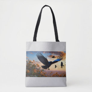 Wings of the Wind: The Crow and the Sparrow Tote Bag