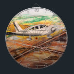 Wings Over Kansas    Dartboard<br><div class="desc">Original painting of a plane flying over the state of Kansas.</div>