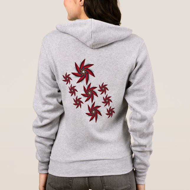 wings red flora hoodie (Back)