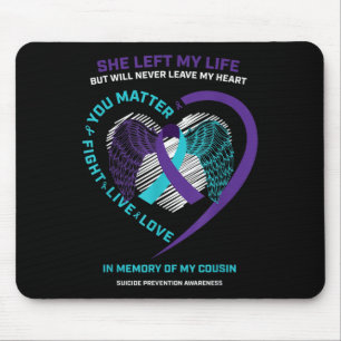 Wings Ribbon In Memory Cousin Suicide Prevention A Mouse Pad