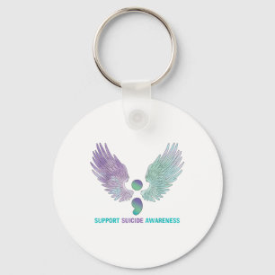 Wings Semicolon Support Suicide Awareness Teal &am Key Ring