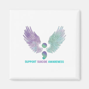 Wings Semicolon Support Suicide Awareness Teal &am Magnet