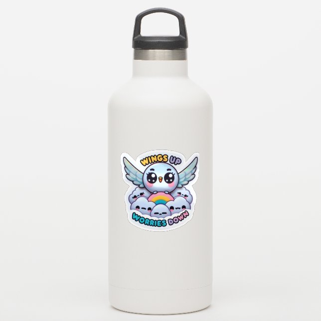 Wings Up Worries Down Sticker (Waterbottle)