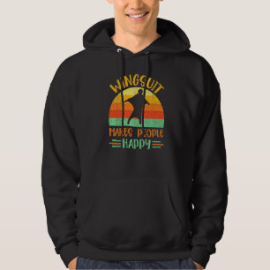 Wingsuit Makes People Happy Retro Background Wings Hoodie