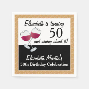 Wining About Turning 50, Wine Birthday Party Napkin