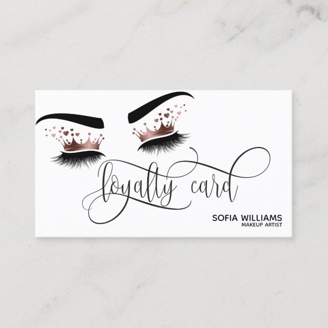 Wink Beautiful Brown Eye with Gold Crown Loyalty Referral Card (Front)