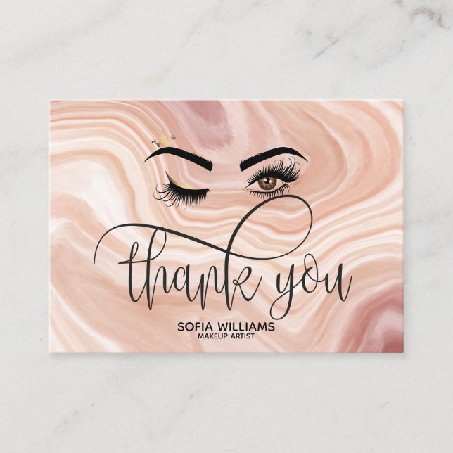 Wink Beautiful  Eye dusty pink marble Aftercare Referral Card (Front)