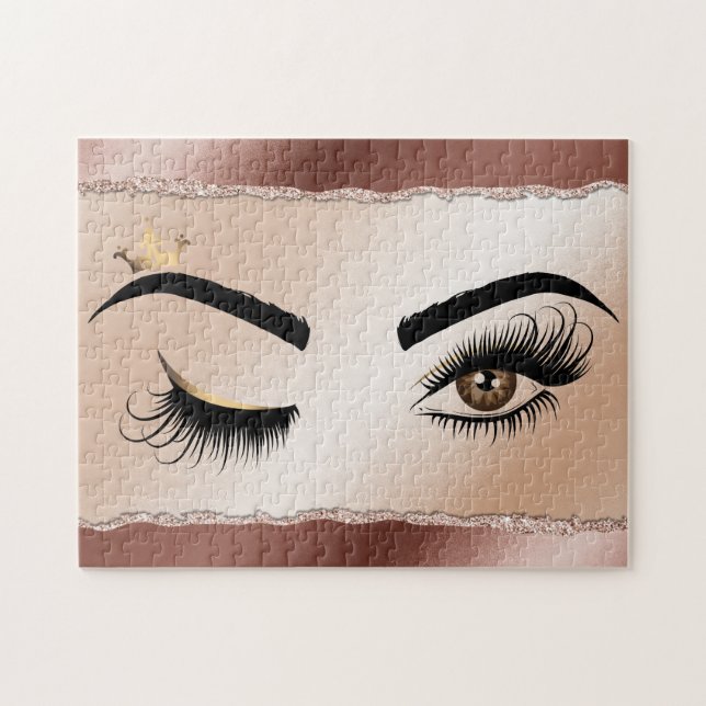 wink eye makeup artist crown lash queen jigsaw puzzle (Horizontal)