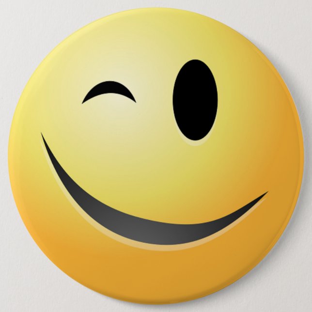 WINK FACE 6 CM ROUND BADGE (Front)