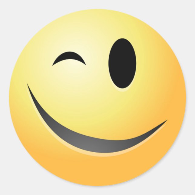 WINK FACE CLASSIC ROUND STICKER (Front)