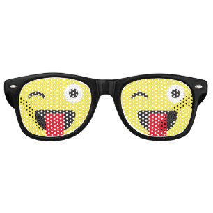 Wink Face with Tongue Emoji Retro Sunglasses