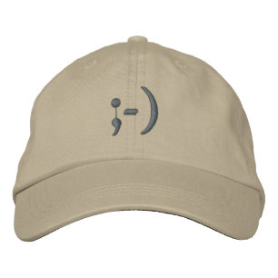;-) Wink Smiley Embroidered Hat