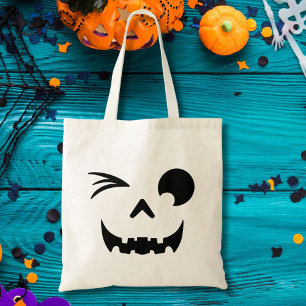Wink Wink Jack O Lantern Pumpkin Face Halloween Tote Bag
