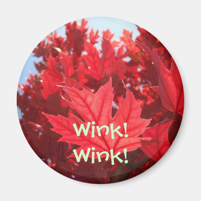 Wink! Wink! magnet gift Red Autumn Leaves (Front)