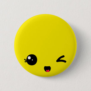 Winking 6 Cm Round Badge