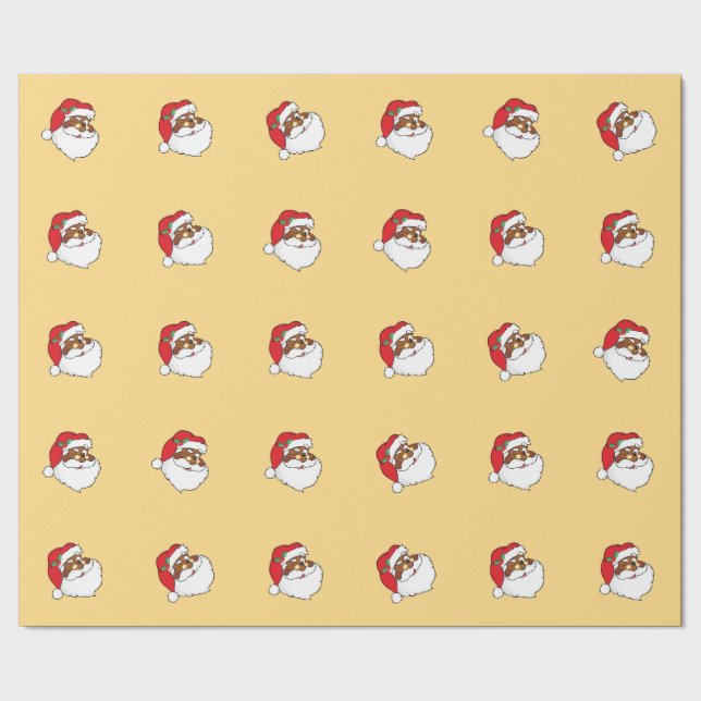 Winking African American Santa Claus Wrapping Paper (Seam)