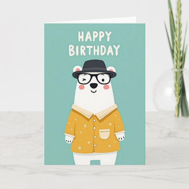 Winking Bear Birthday Card (Front)
