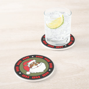 Winking Black Santa Keeping Christmas Secrets Coaster
