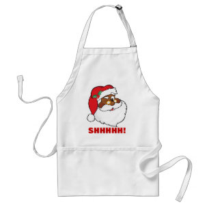 Winking Black Santa Keeping Christmas Secrets Standard Apron