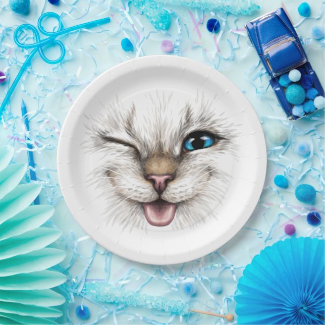 Winking Cat Paper Plate (Party)