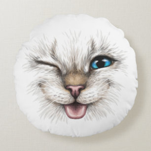 Winking Cat Round Cushion