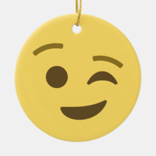 Winking Emoji Ceramic Tree Decoration